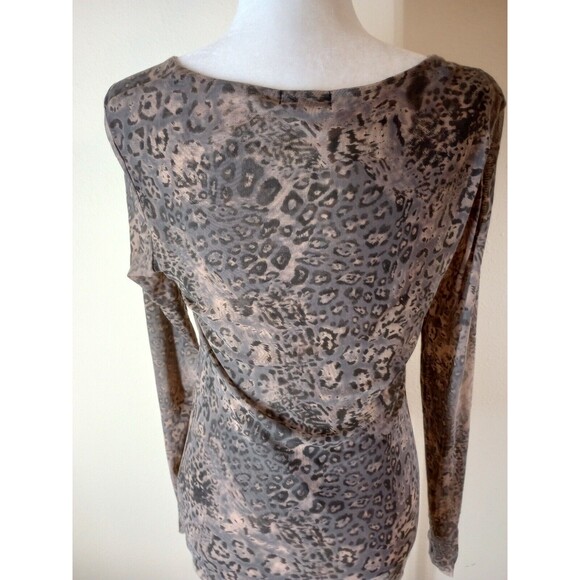 Pure Rebel Women's Shirt Lg. Beige Leopard Pattern Round Neck Long Sleeve Tee - Picture 4 of 9